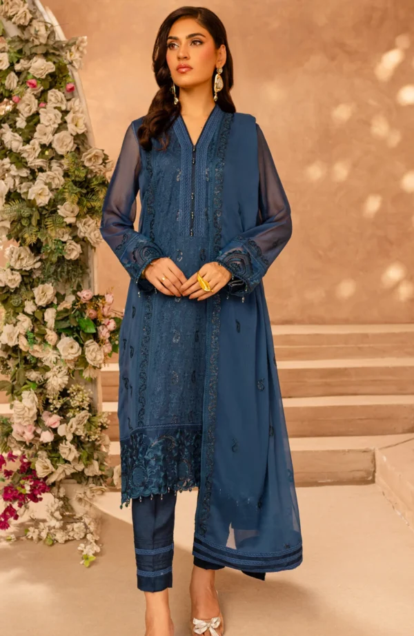 *SHIREEN LAKDAWALA CHIFFON - BERRY BLUE*