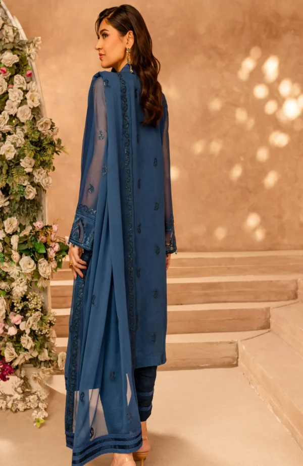 *SHIREEN LAKDAWALA CHIFFON - BERRY BLUE* - Image 4