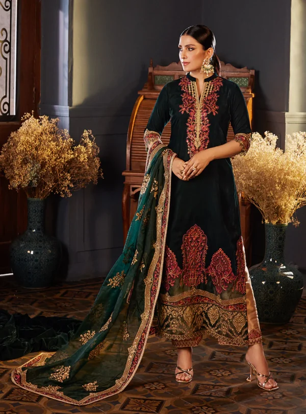 ZAINAB CHOTTANI VELVET - ZELENA 08 - Image 5