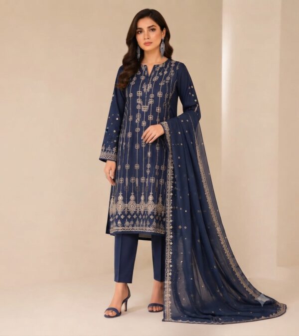 ALKARAM LAWN - SF-19-26-NAVY BLUE