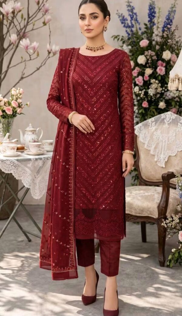 Merakish Luxury Chiffon (ALMAS) – MAROON ROYALLE